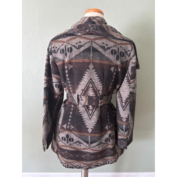 Coldwater Creek Women's Size Small Aztec Southwestern Fleece Belted Coat Jacket - Picture 2 of 14
